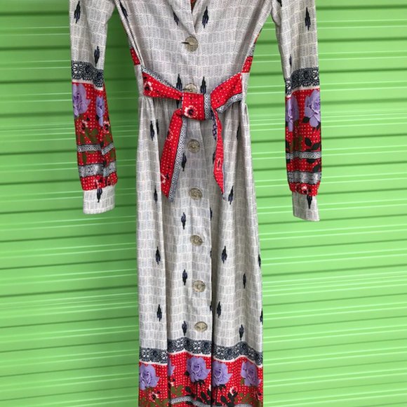 Vintage 70's Nancy B of California Multi Print Maxi *Authentic Halloween Costume - Picture 2 of 12